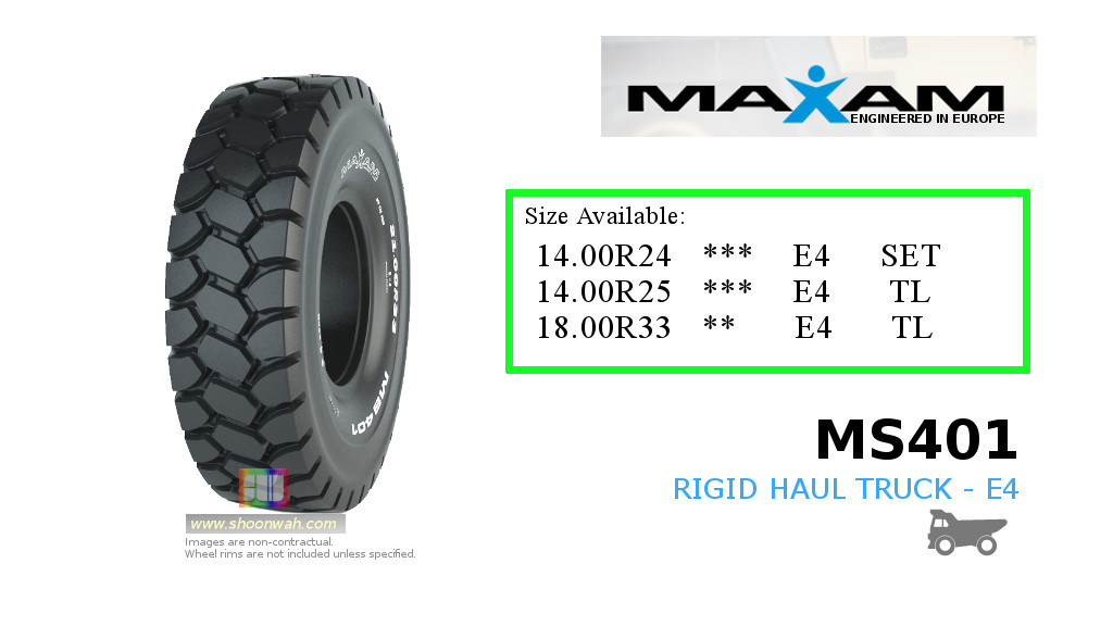 1400R24 (385/95R24) *** MAXAM MS401 E4 rigid haul trucks Tube Type TT OTR Radial Tires